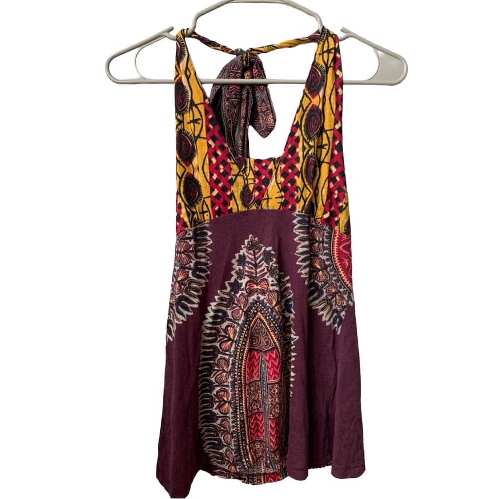 TRULY MADLY DEEPLY Women’s Colorful Print Tie Back Cotton Tank Top